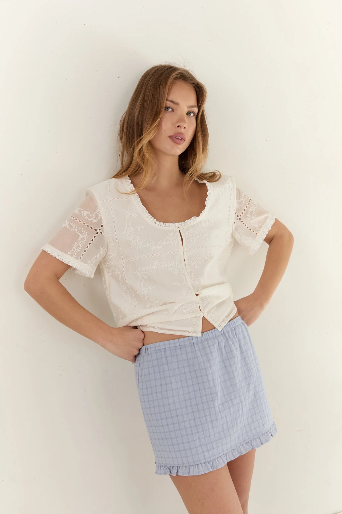 Andi Mini Skirt - Sky Check