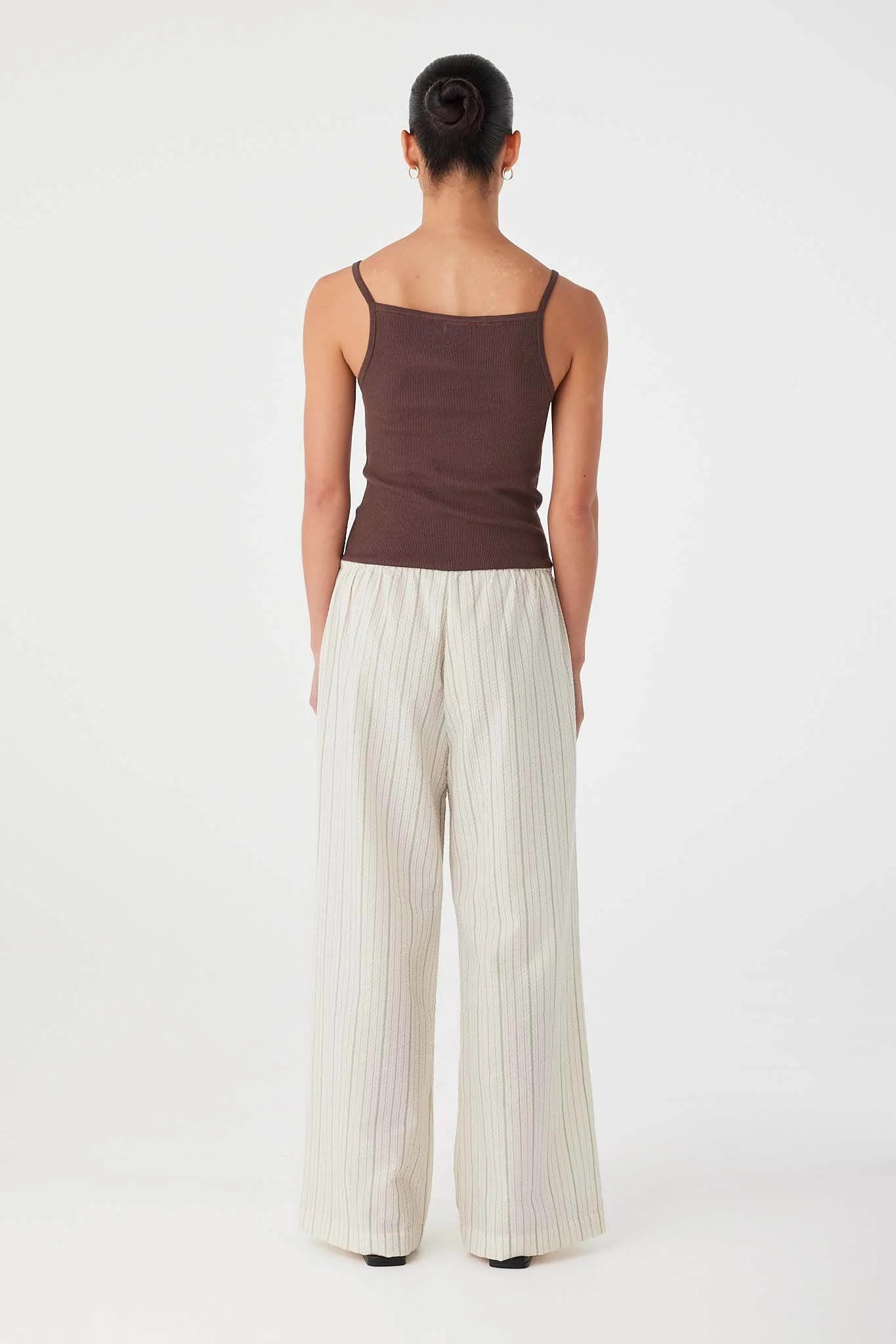 Rae Drawstring Pant - Olive Stripe