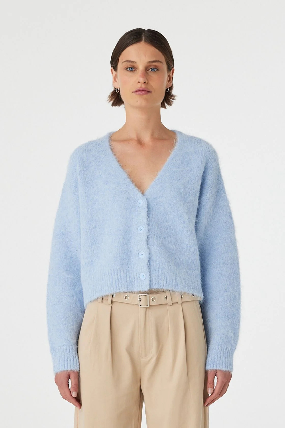 Liora Fluffy Cardigan- Sky