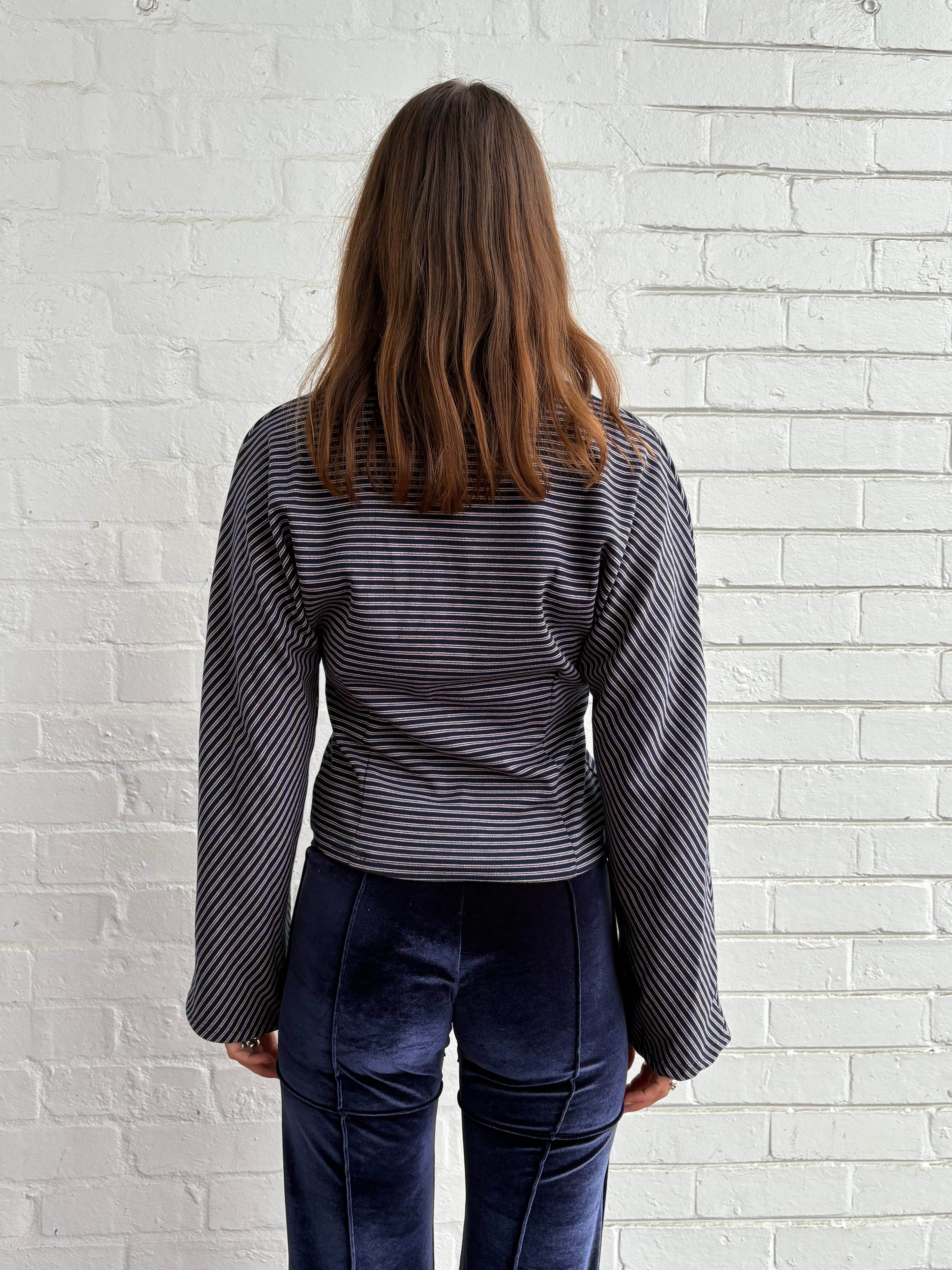 Anika Stripe Longsleeve Top - Navy