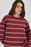 Big City LS Tee - Burgundy Stripe