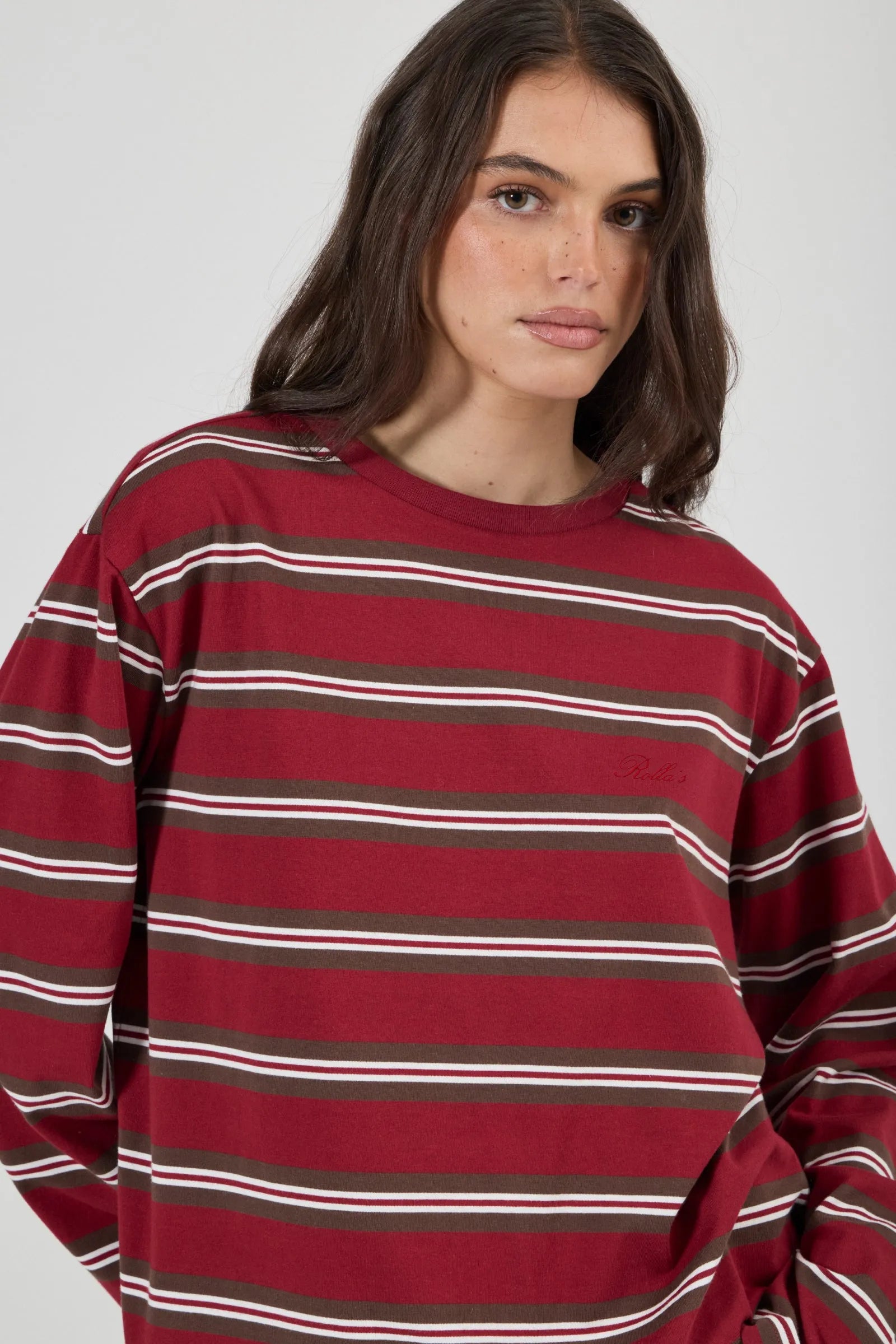 Big City LS Tee - Burgundy Stripe