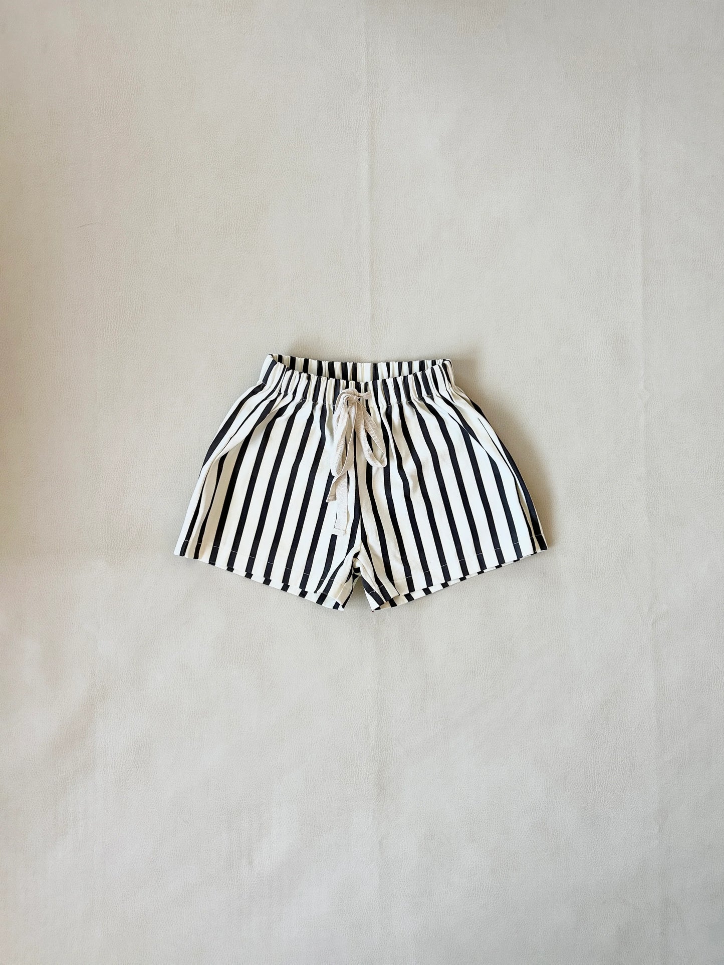 Benji Stripe Cotton Shorts- Cream/Cocoa Stripe