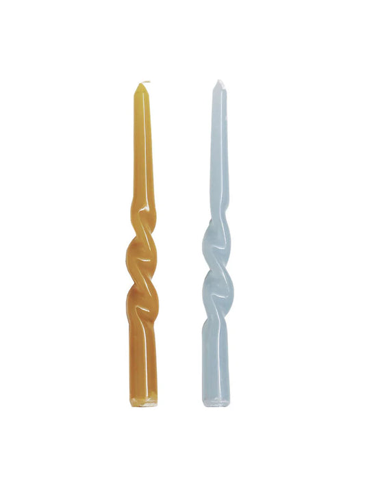 Twisted Dinner Candle Set of 2 - Sky & Olive