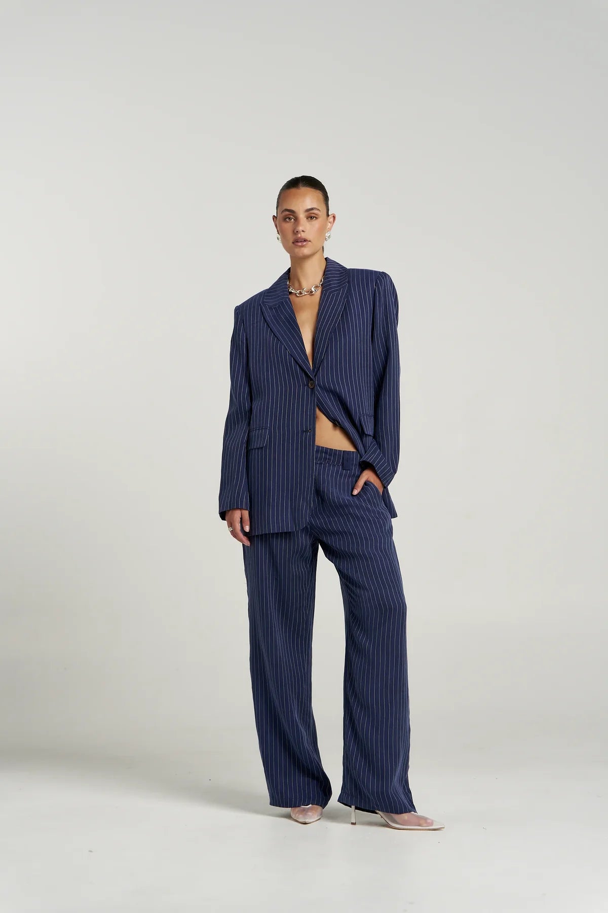 Boss Pant - Navy Pinstripe