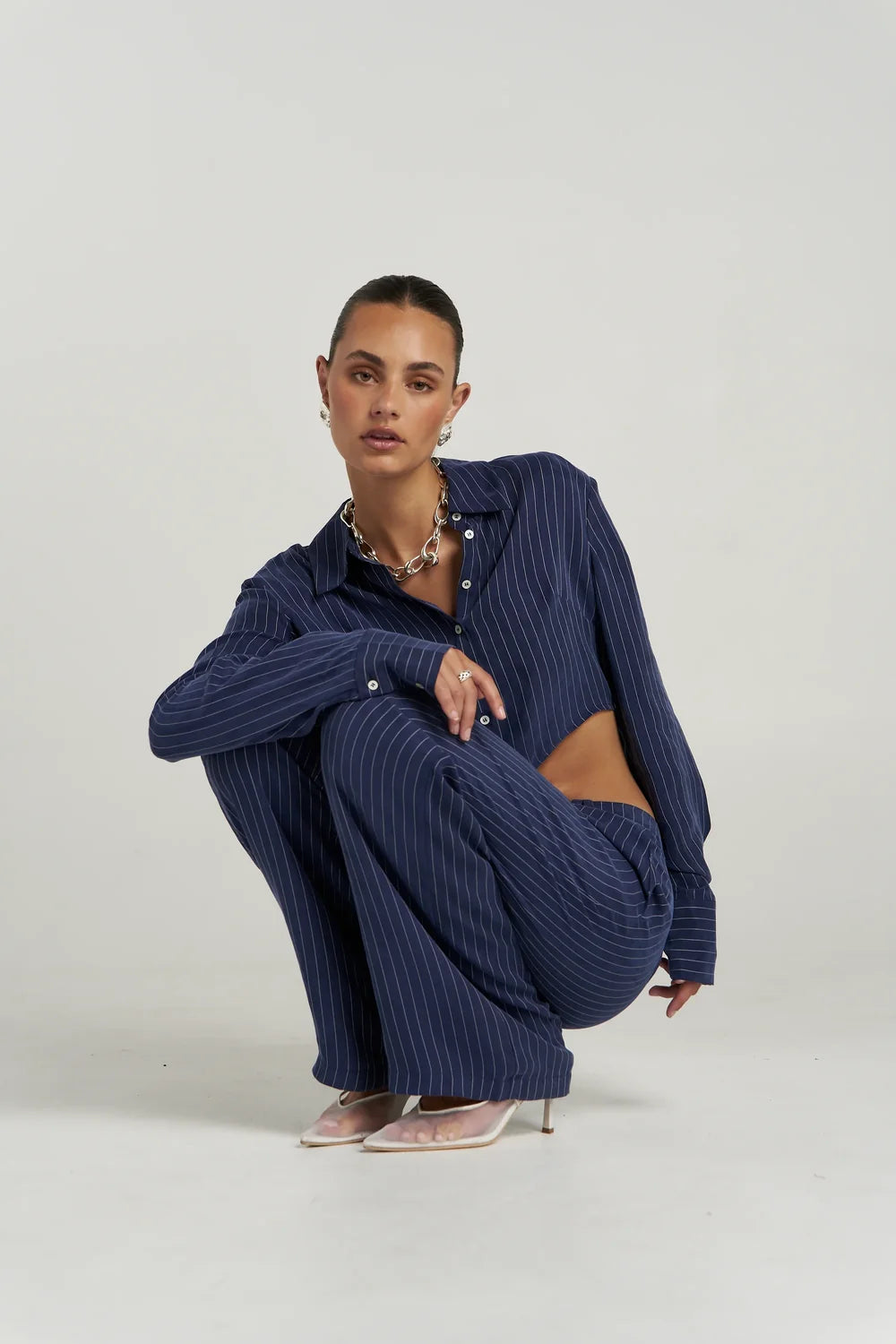 Boss Pant - Navy Pinstripe
