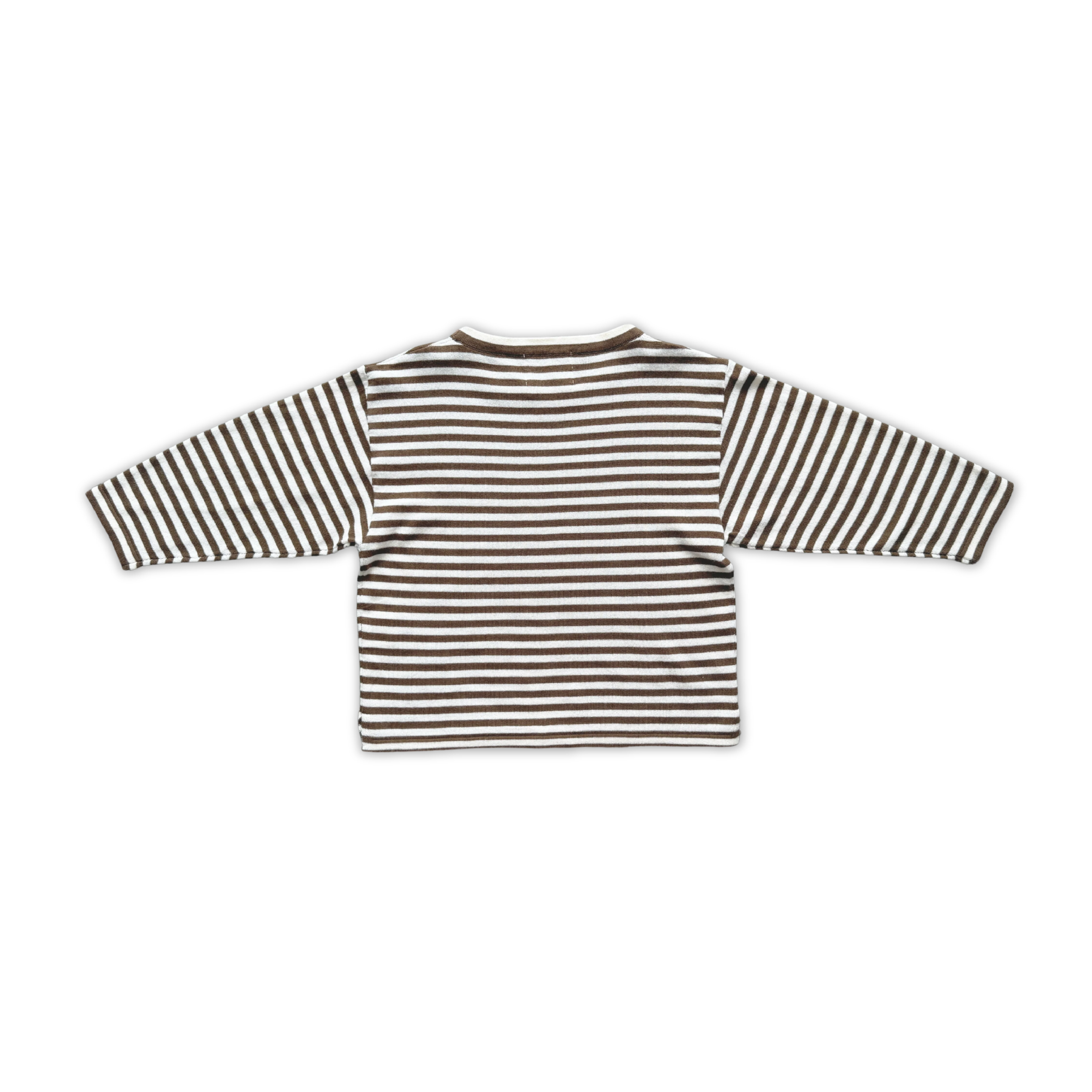 Organic Essential Stripe LS Knit Tee - Espresso