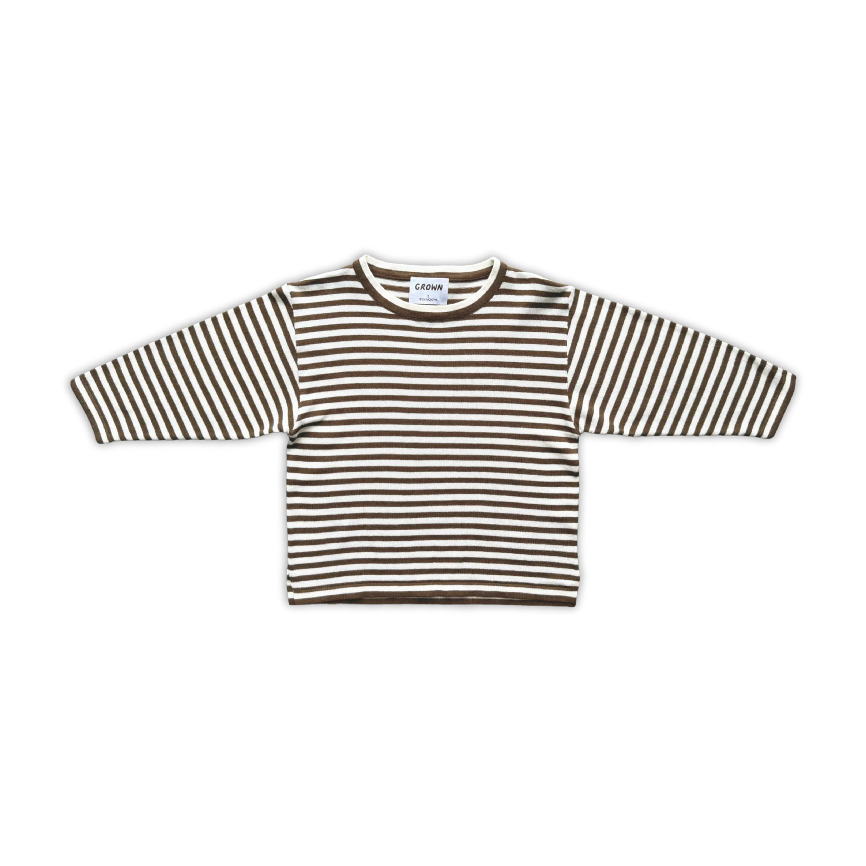 Organic Essential Stripe LS Knit Tee - Espresso