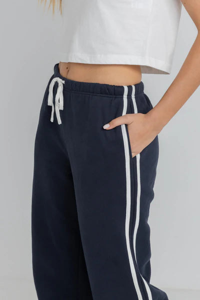 Mono Stripe Track Pant - Navy