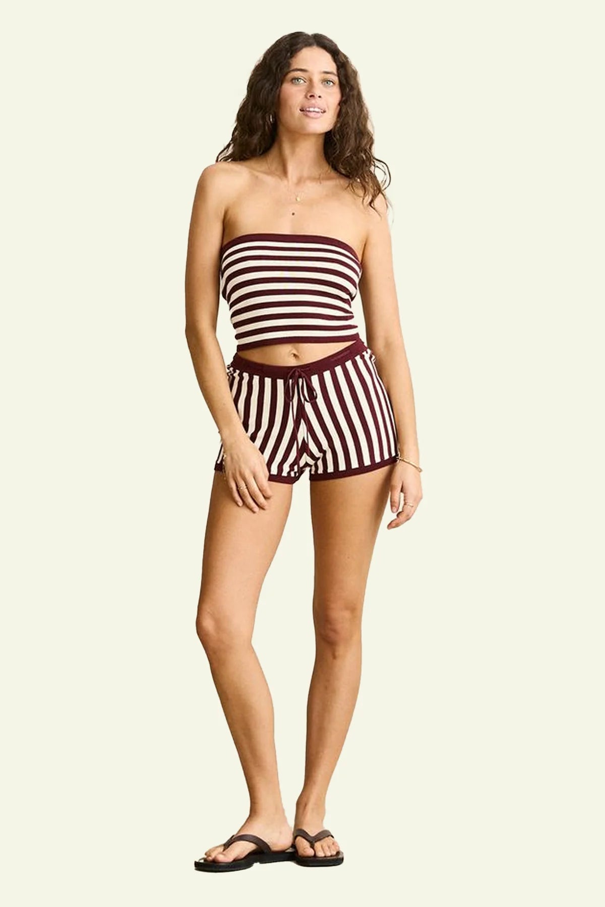 Daybreak Stripe Knit Micro Short- Paprika