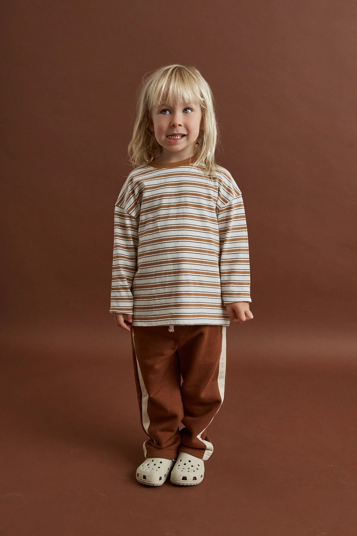 Kids Vintage Stripe Ls T-Shirt Golden Brown