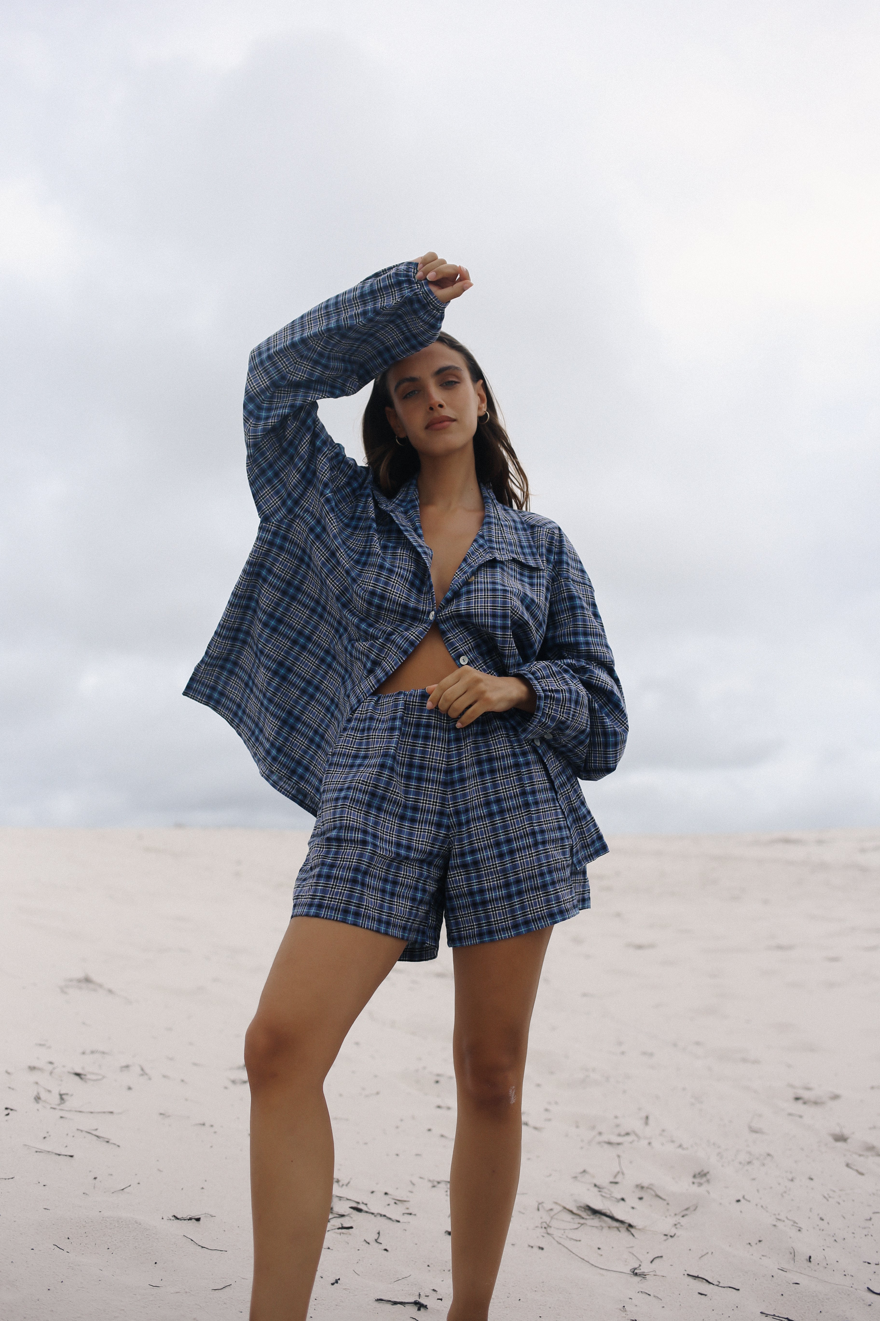Ava Short - Navy Plaid