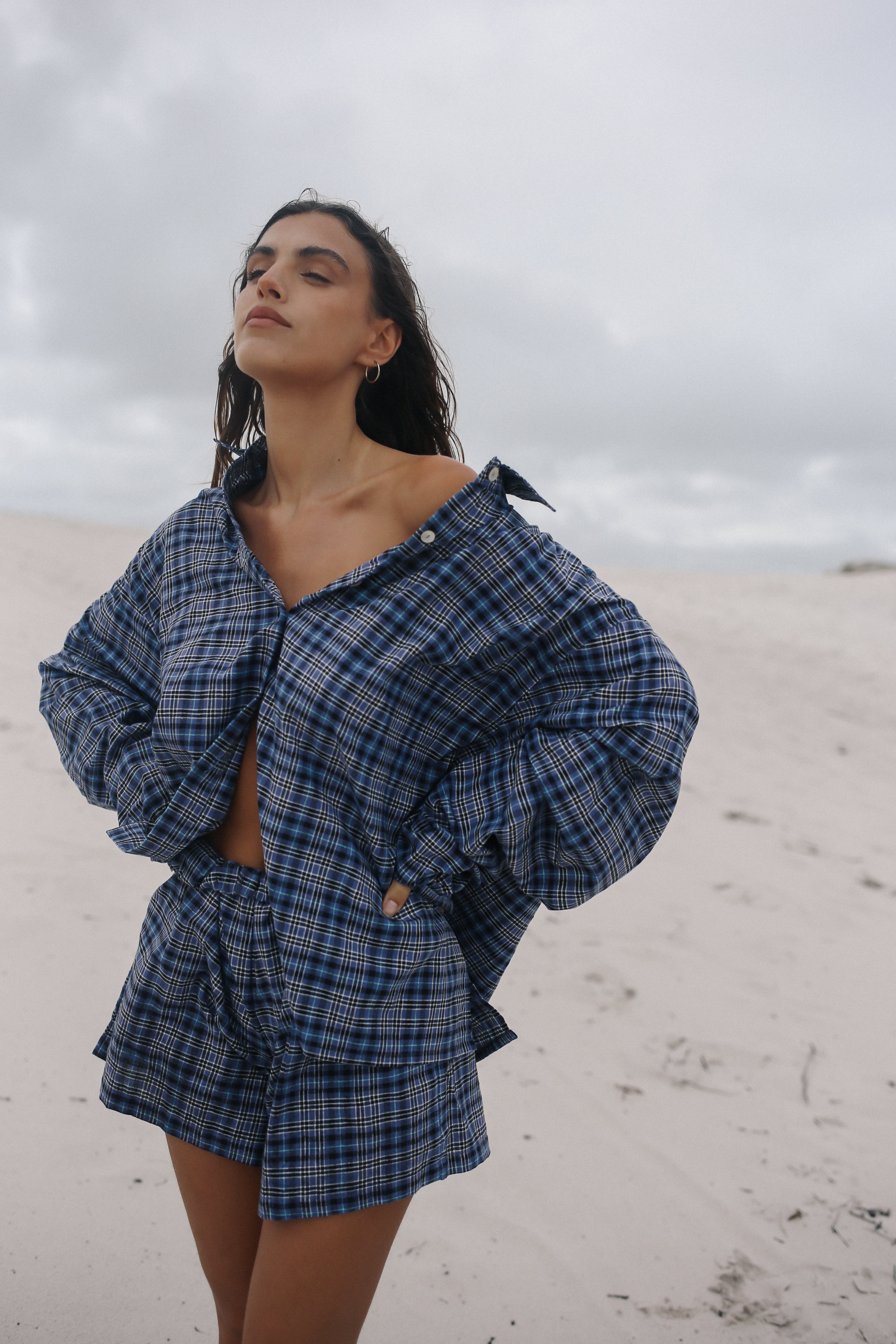 Ava Short - Navy Plaid