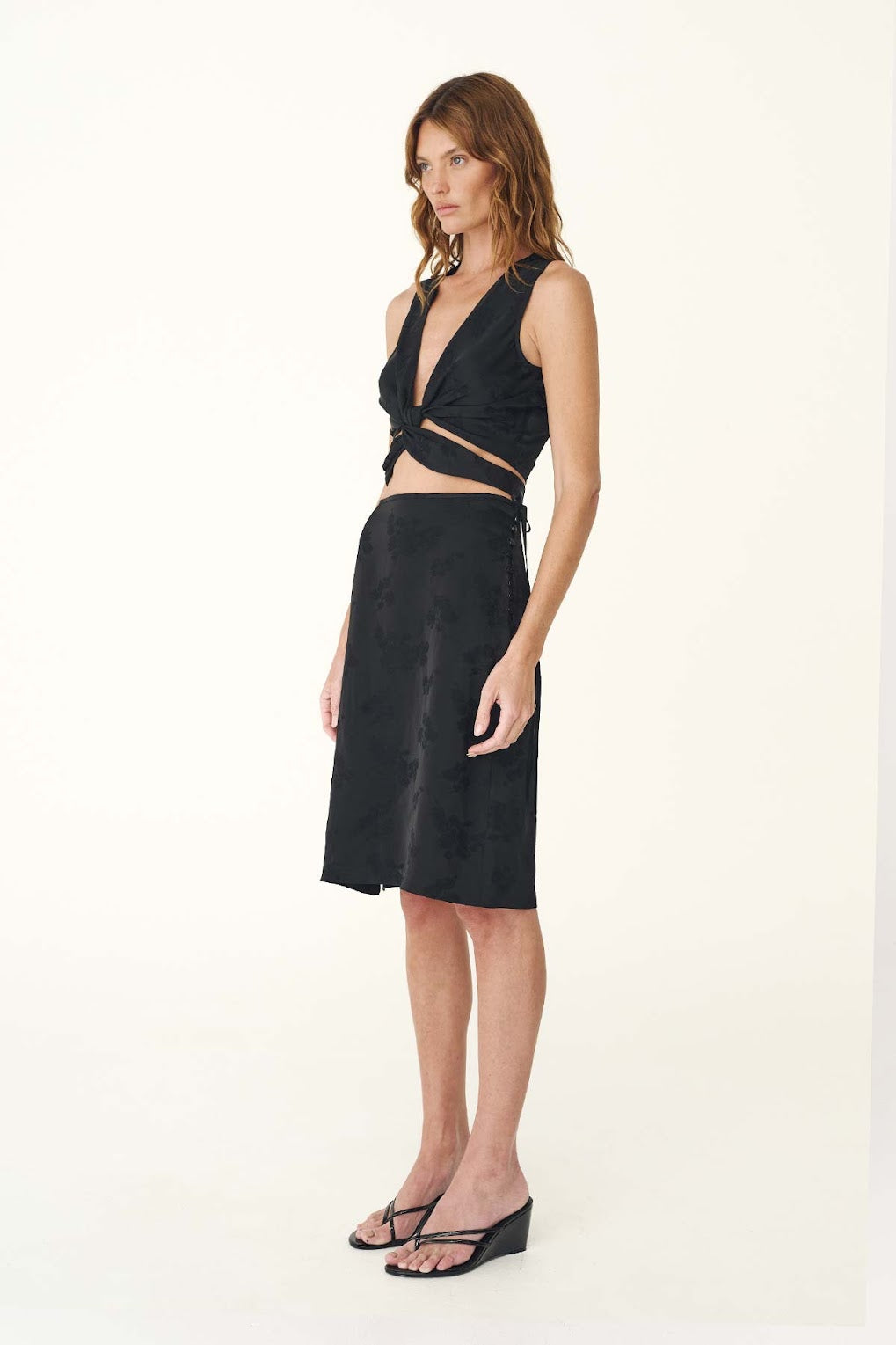 Carla Jacquard Midi Skirt- Noir