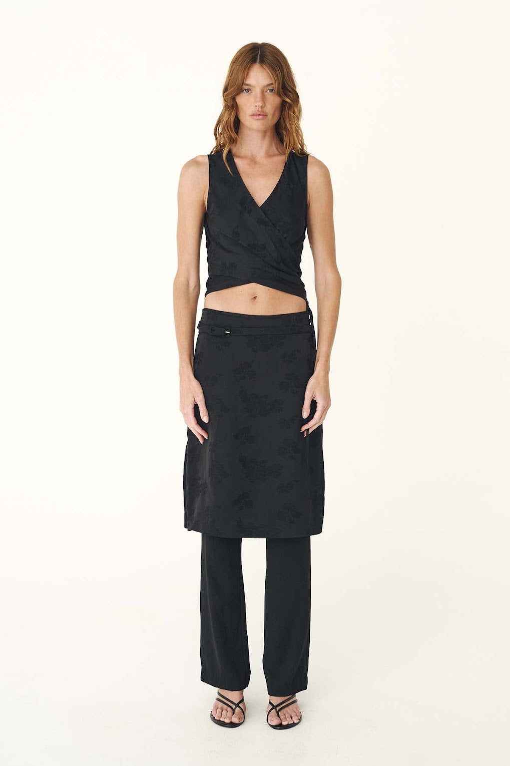 Carla Jacquard Midi Skirt- Noir
