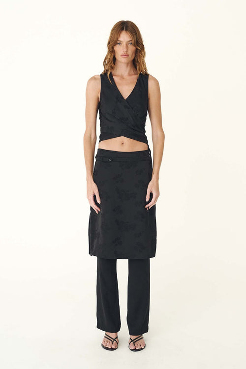 Carla Jacquard Midi Skirt- Noir
