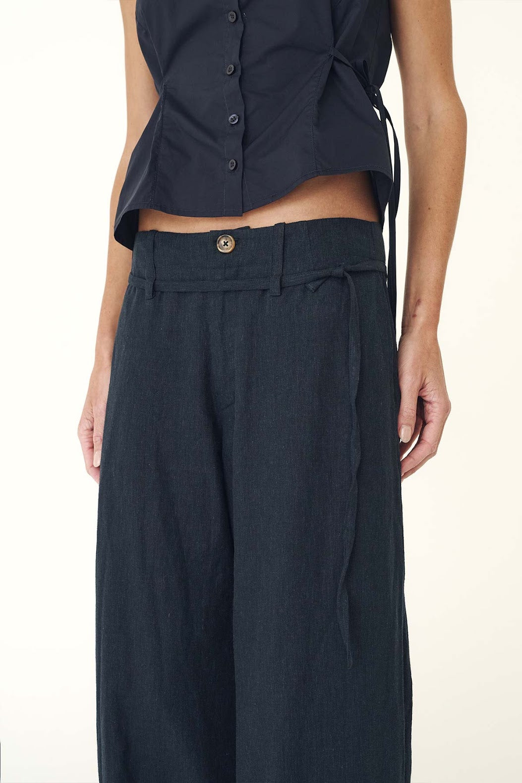 Carlotta Linen Curve Pants - Ink