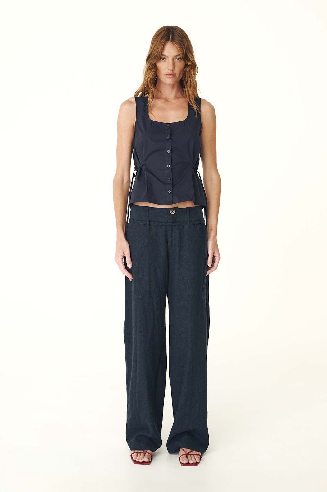 Carlotta Linen Curve Pants - Ink