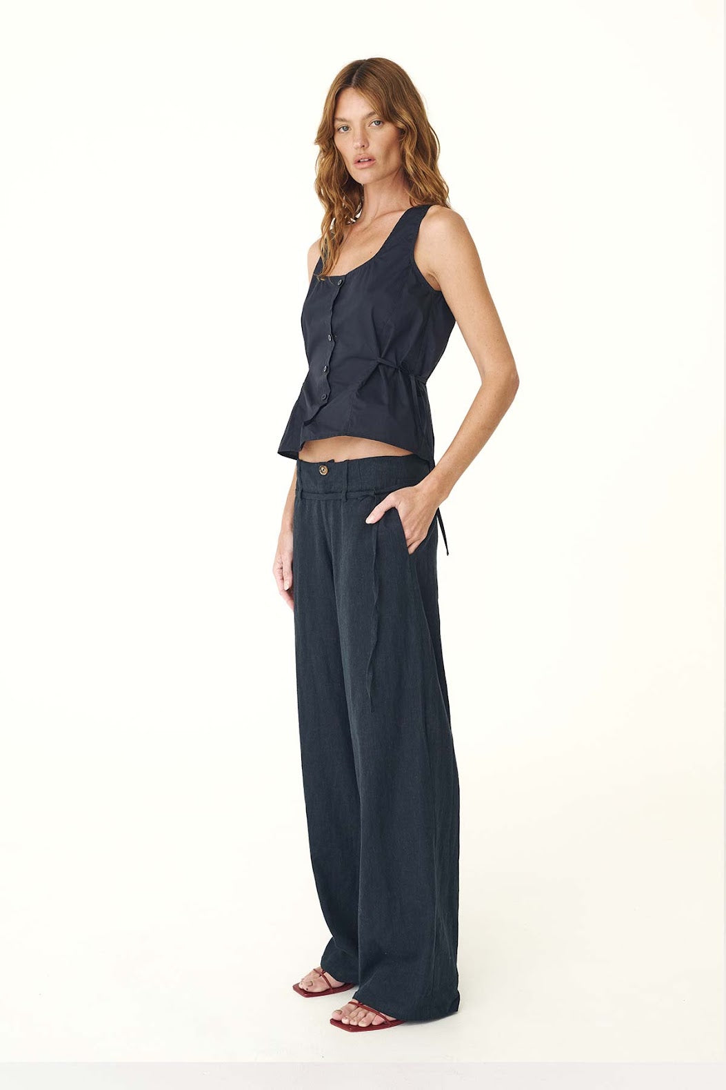Carlotta Linen Curve Pants - Ink
