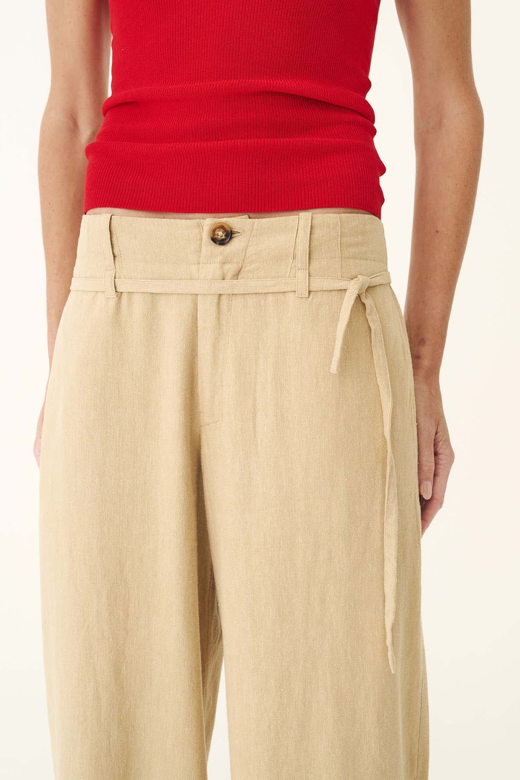 Carlotta Linen Curve Pants- Khaki