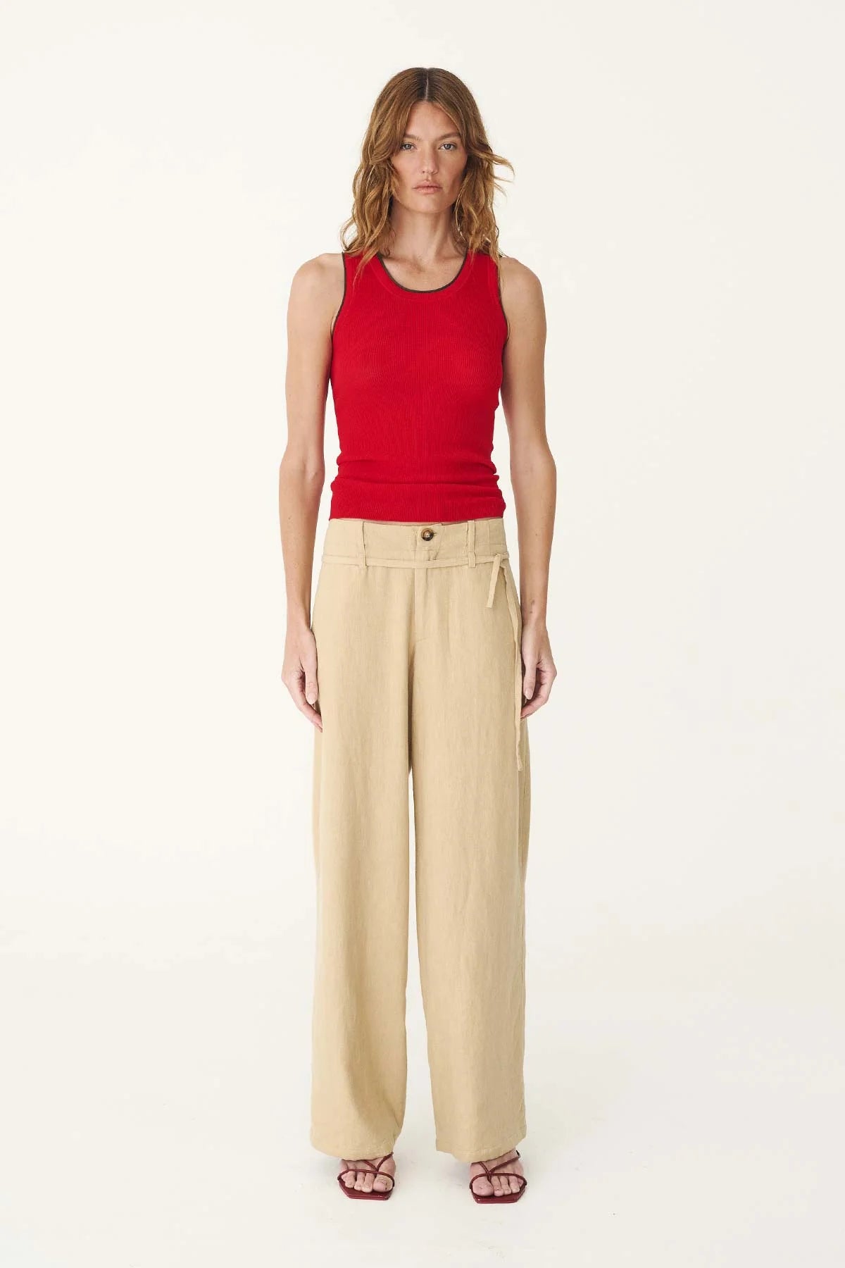 Carlotta Linen Curve Pants- Khaki