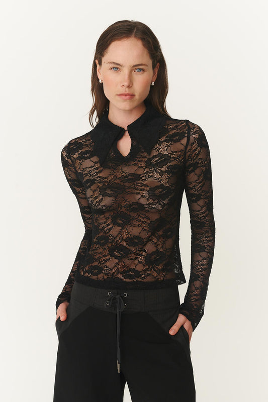 Charlotte Rose Lace Top - Noir