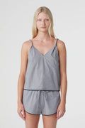Allie Top- Muted Blue Check