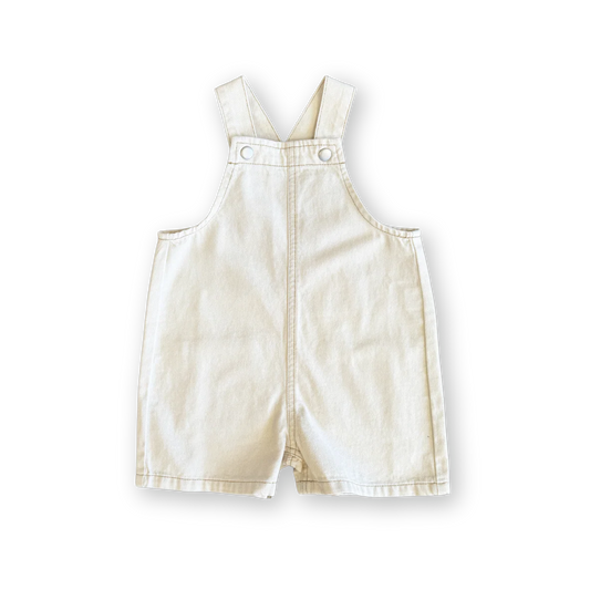 Organic Everyday Twill Short Overalls- Milk