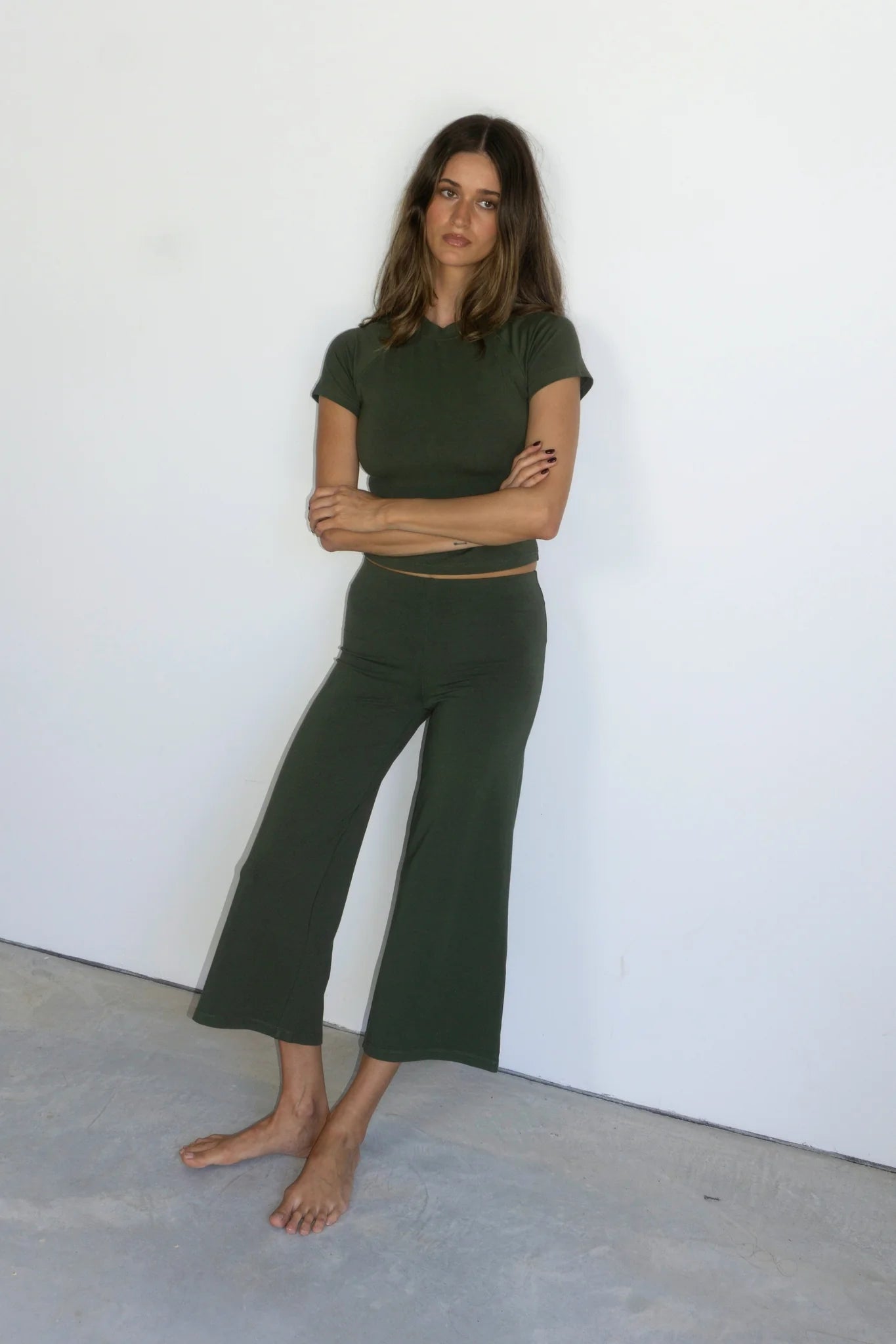 Cropped Baby Tee - Khaki