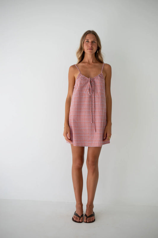 Ari Dress Lilac Orange Seersucker