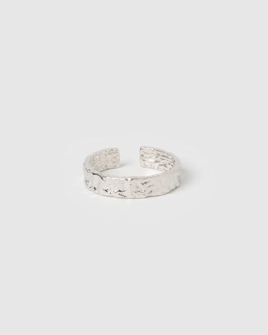 Eros Silver Textured Ring- medium