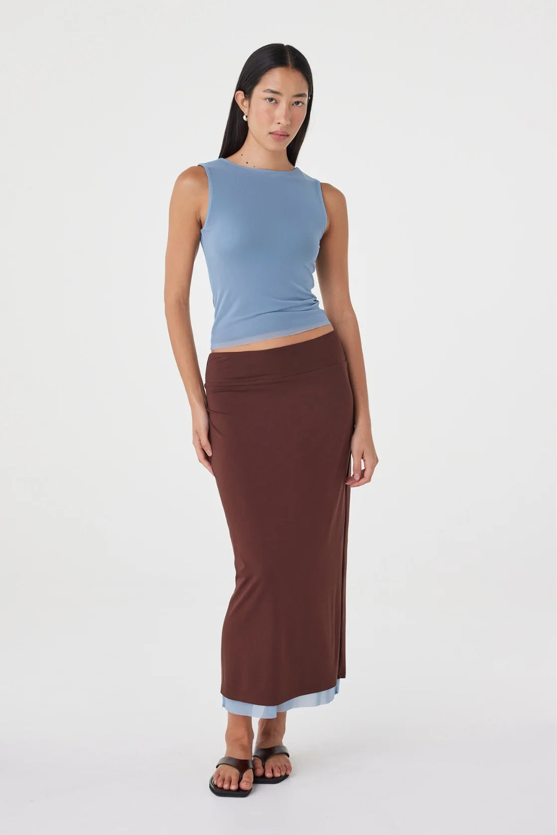 Eden Reversible Skirt - Pale Blue & Espresso
