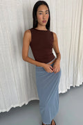 Eden Reversible Top - Pale Blue & Espresso