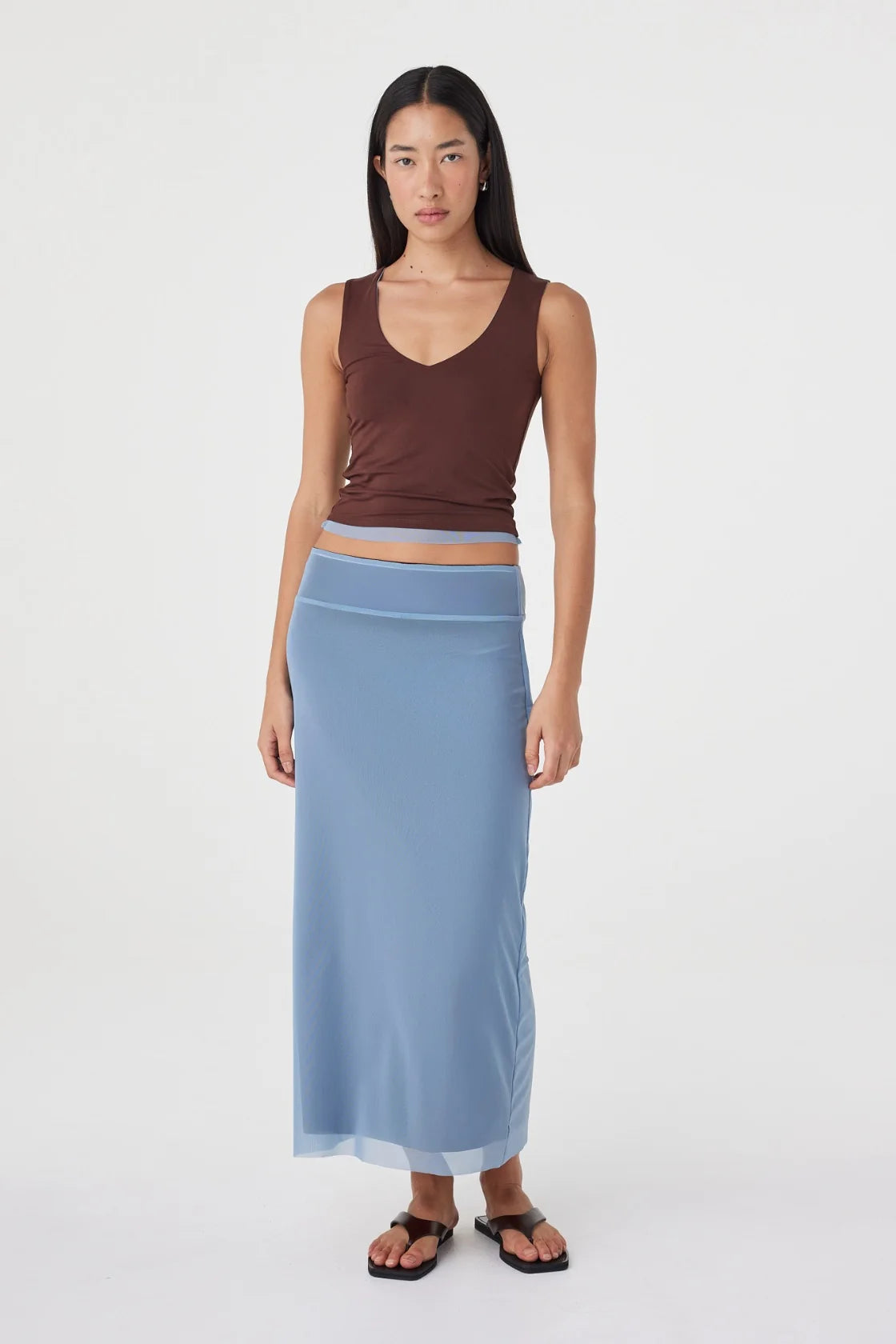 Eden Reversible Top - Pale Blue & Espresso
