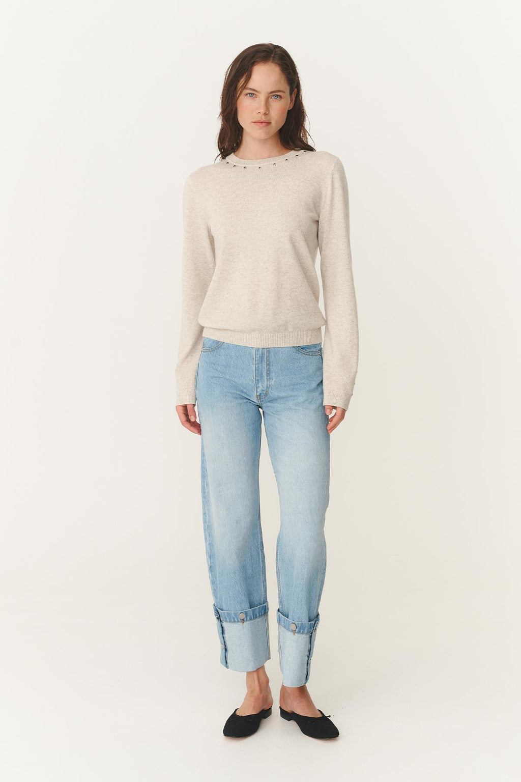Emaline Stud Merino Knit Top