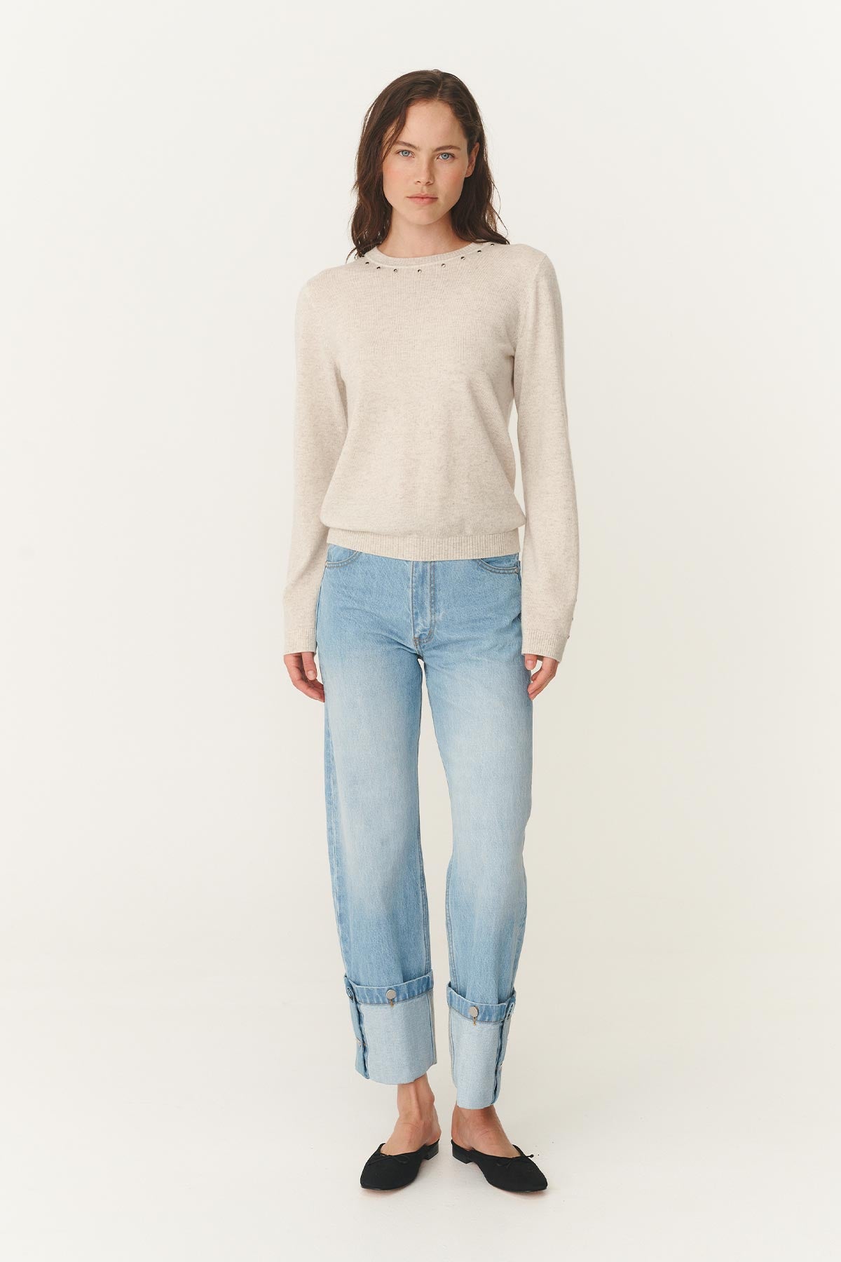 Emaline Stud Merino Knit Top