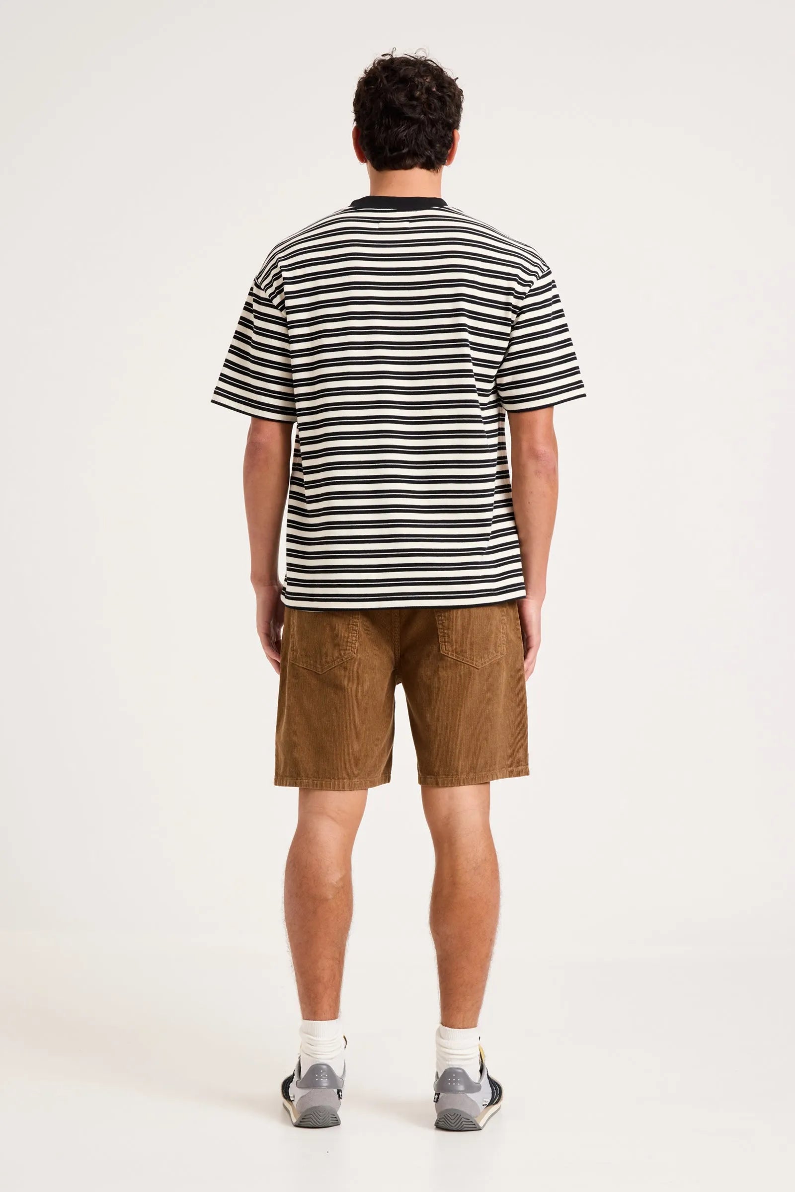 Emblem Stripe Tee - Black and White