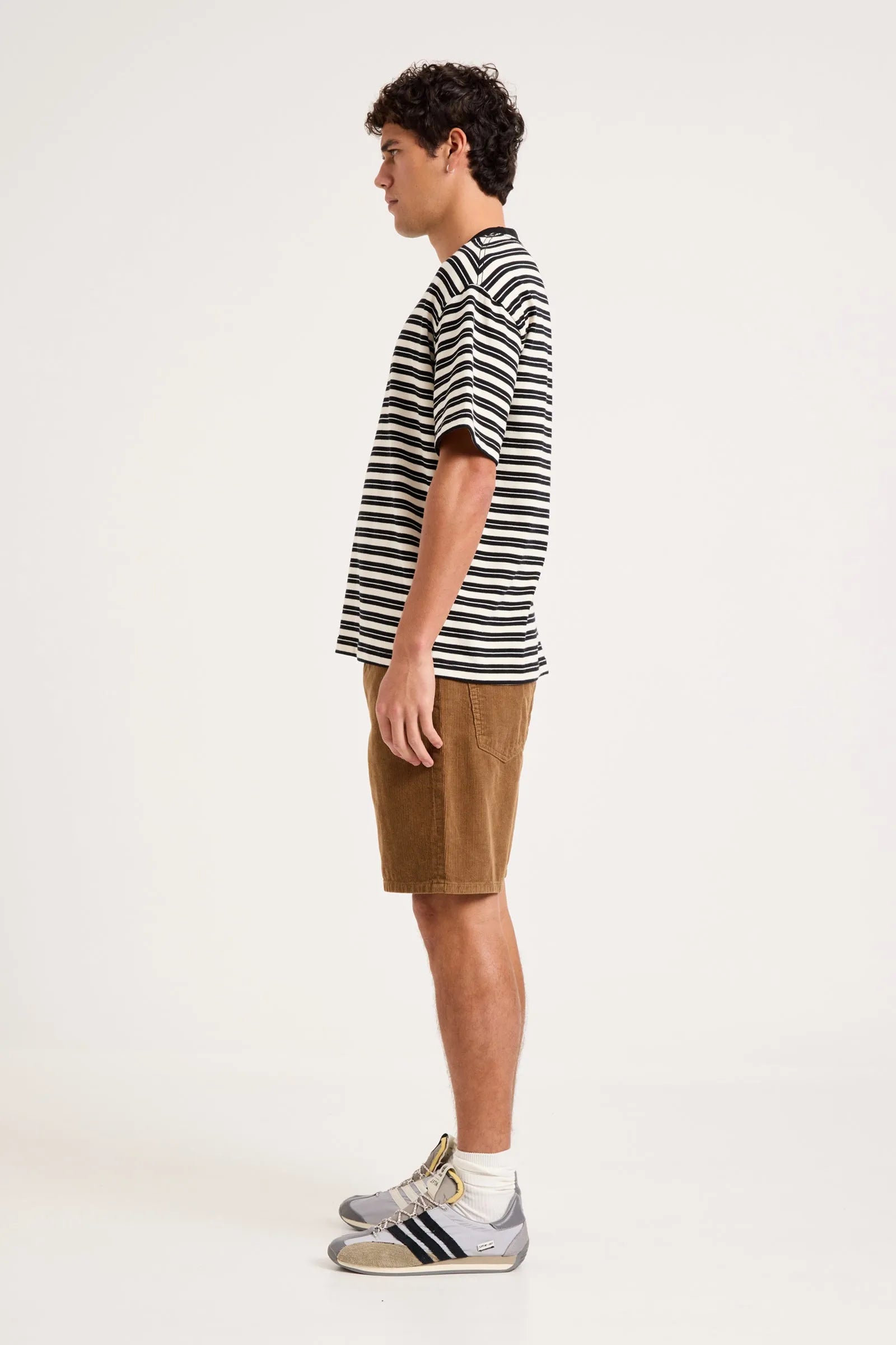 Emblem Stripe Tee - Black and White