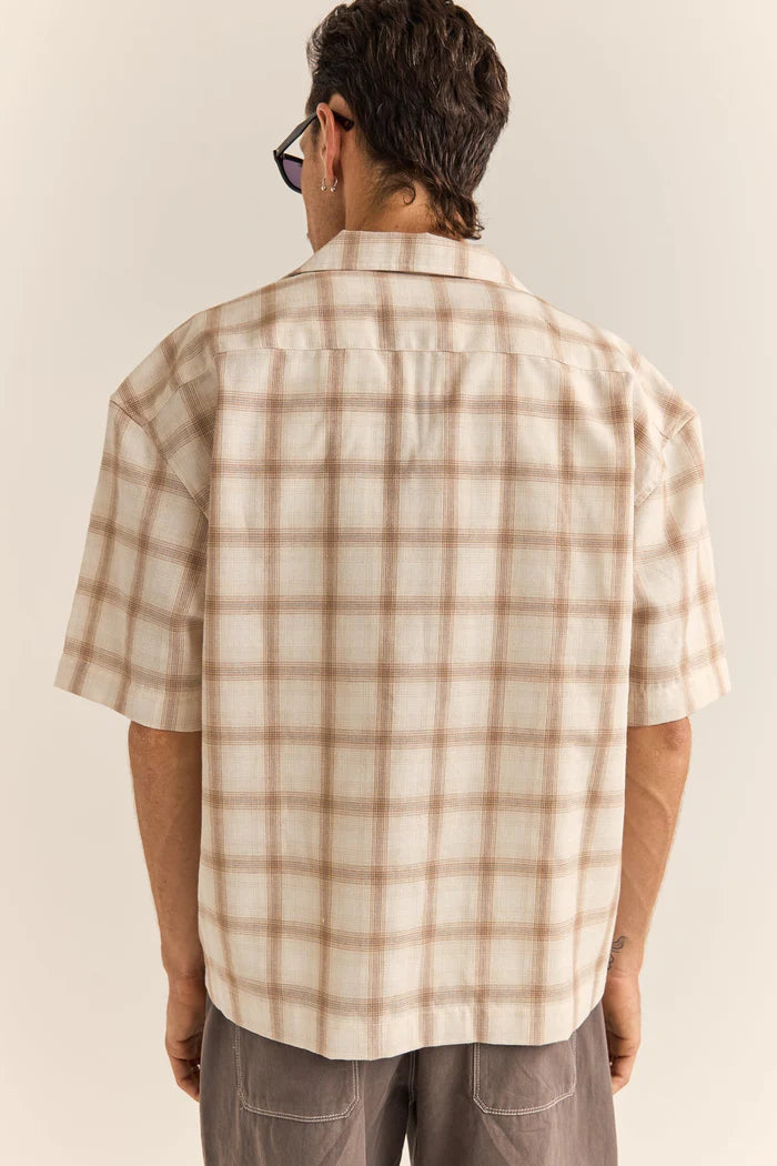 RELAXED CHECK SS SHIRT- NATURAL