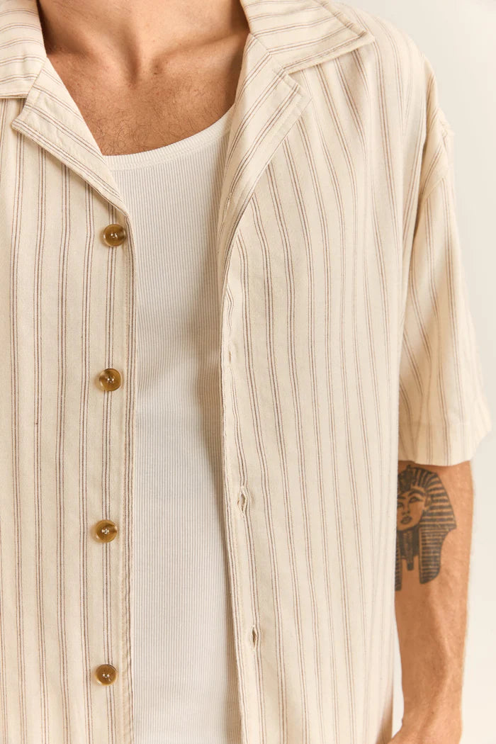 RELAXED STRIPE SS SHIRT- NATURAL