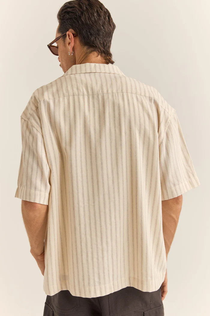 RELAXED STRIPE SS SHIRT- NATURAL