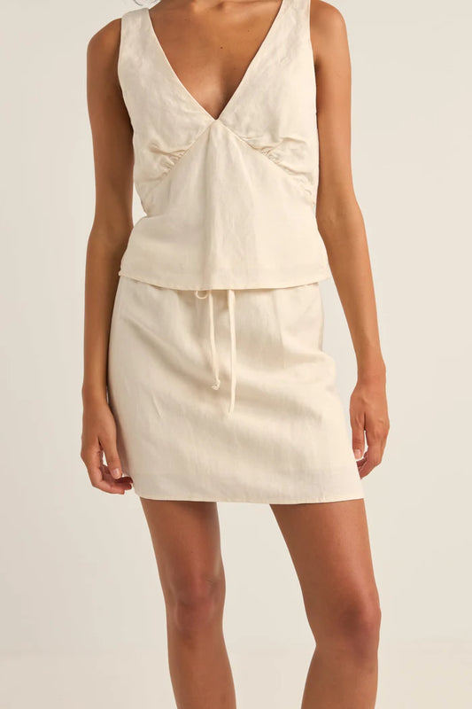 Lenny Drawcord Skirt- Cream