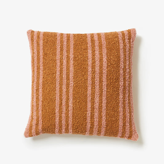 Boucle Trio Stripe Cushion Tan/Pink - 60cm