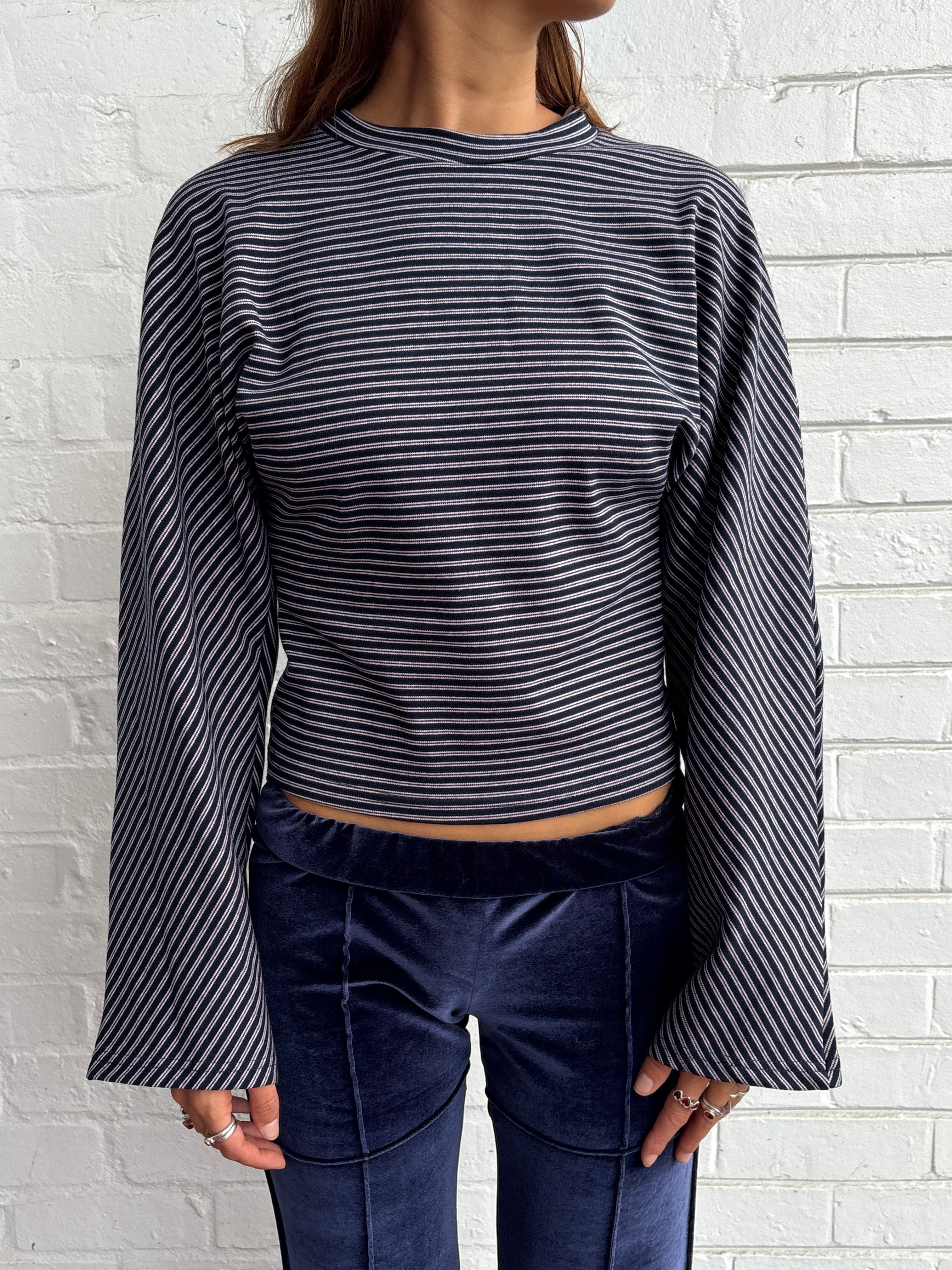 Anika Stripe Longsleeve Top - Navy