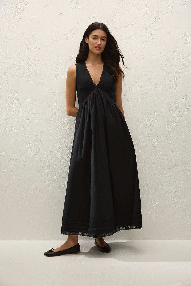 Fiora Midi Dress- Fresco Lace Black
