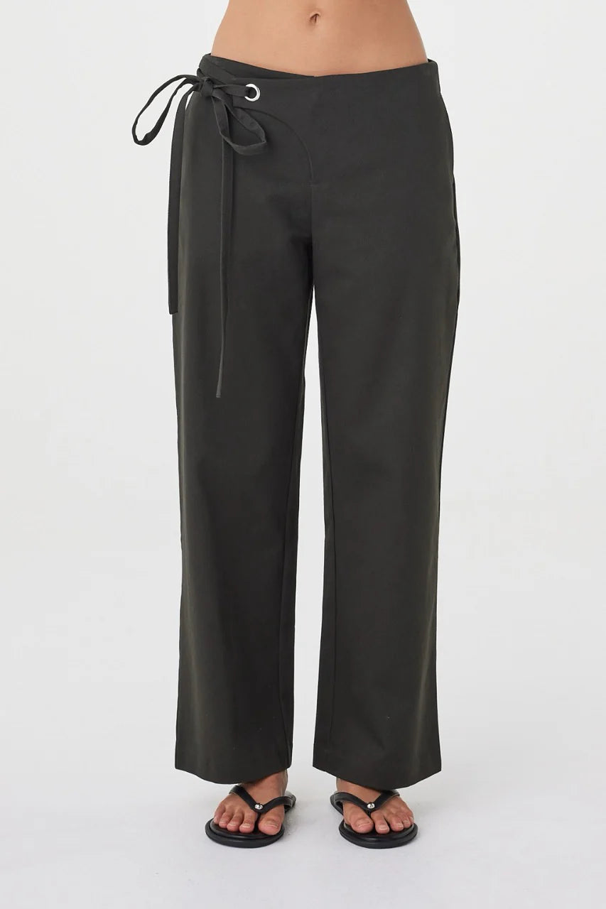 Lucia Tie Pant - Charcoal
