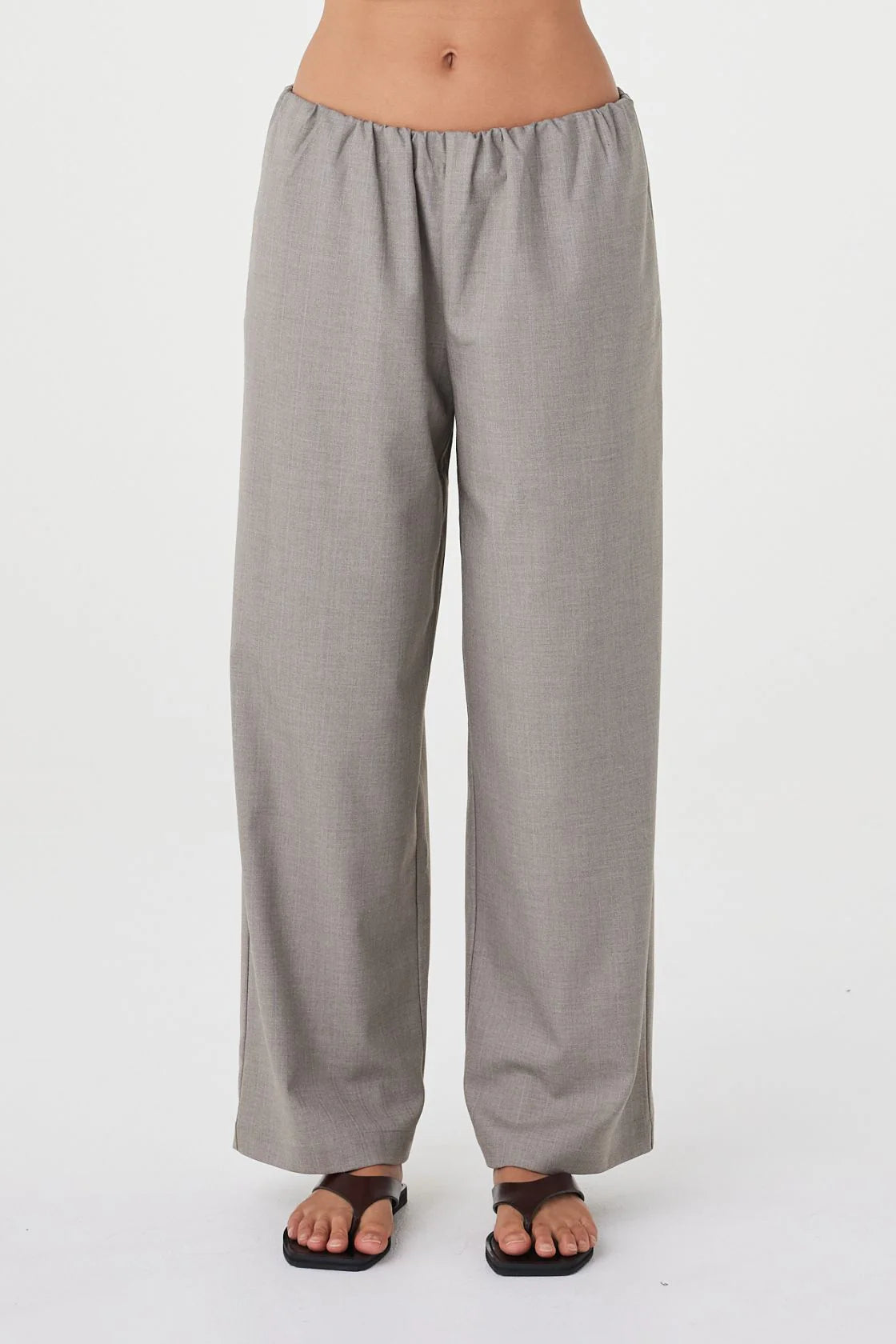 Annika Pant - Taupe Blue Pinstripe