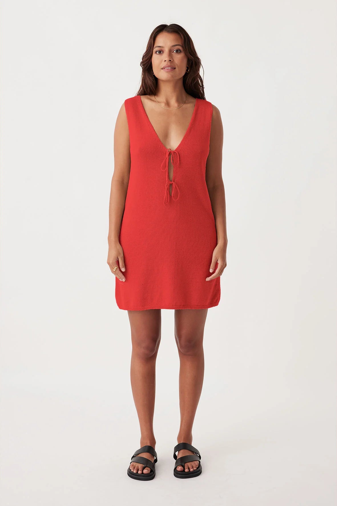 Poppy Organic Cotton Linen Mini Dress - Hibiscus