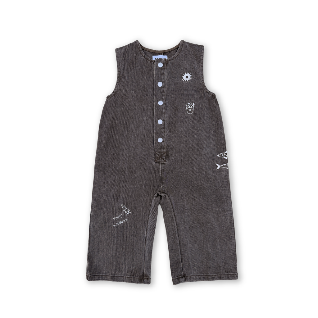 Fishy Business Denim Jumpsuit - Ash