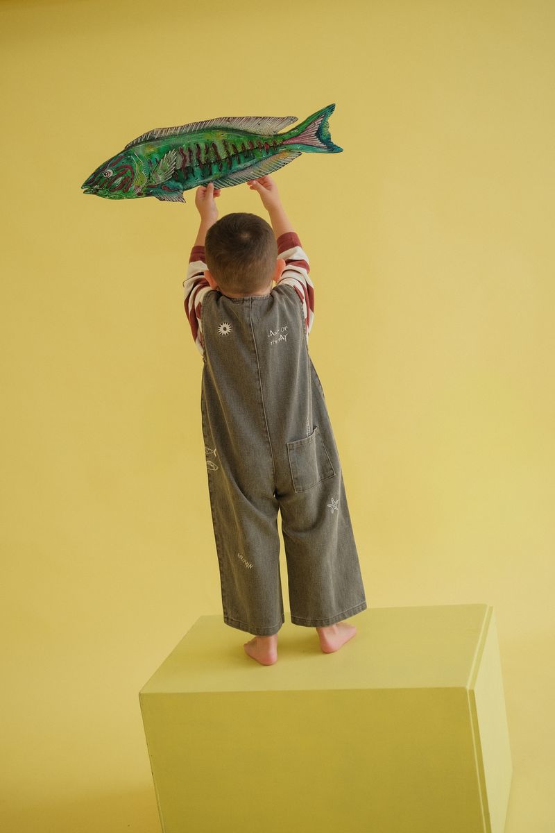 Fishy Business Denim Jumpsuit - Ash